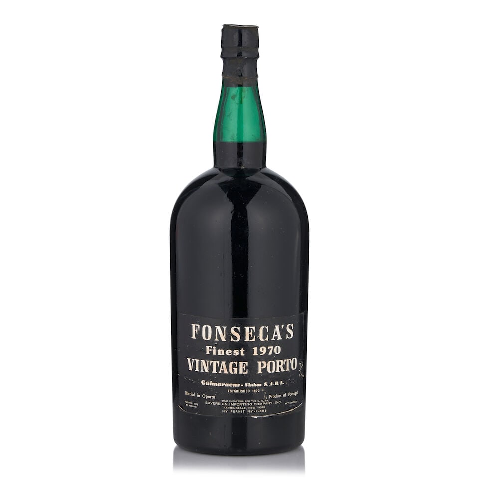 Fonseca's Vintage Port, 1970 (1 bottle, 1.5L): Fonseca's Vintage Port, 1970 (1 bottle, 1.5L) Region: Portugal Fill Level: into neck Capsule: worn, lightly corroded, bin soiled Label: worn, lightly bin soiled, lightly nicked Miscellaneous: signs