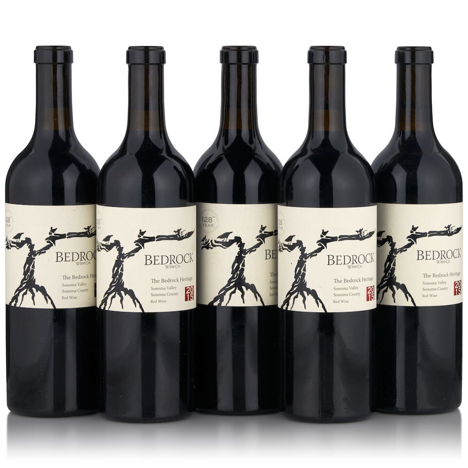 Bedrock The Bedrock Heritage, 2015 (5 bottles, 750ml): Bedrock The Bedrock Heritage, 2015 (5 bottles, 750ml) Region: Sonoma Footnotes: California This lot is subject to the following lot symbols: • • Zero rated for tax, no tax will be added to