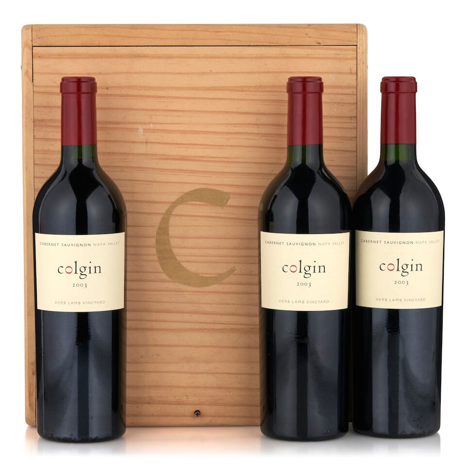 Colgin Cabernet Sauvignon Herb Lamb, 2003 (3 bottles, 750ml): Colgin Cabernet Sauvignon Herb Lamb, 2003 (3 bottles, 750ml) Region: Napa Valley Fill Level: bottom neck Packaging: original wooden case Footnotes: California This lot is subject to the following lot