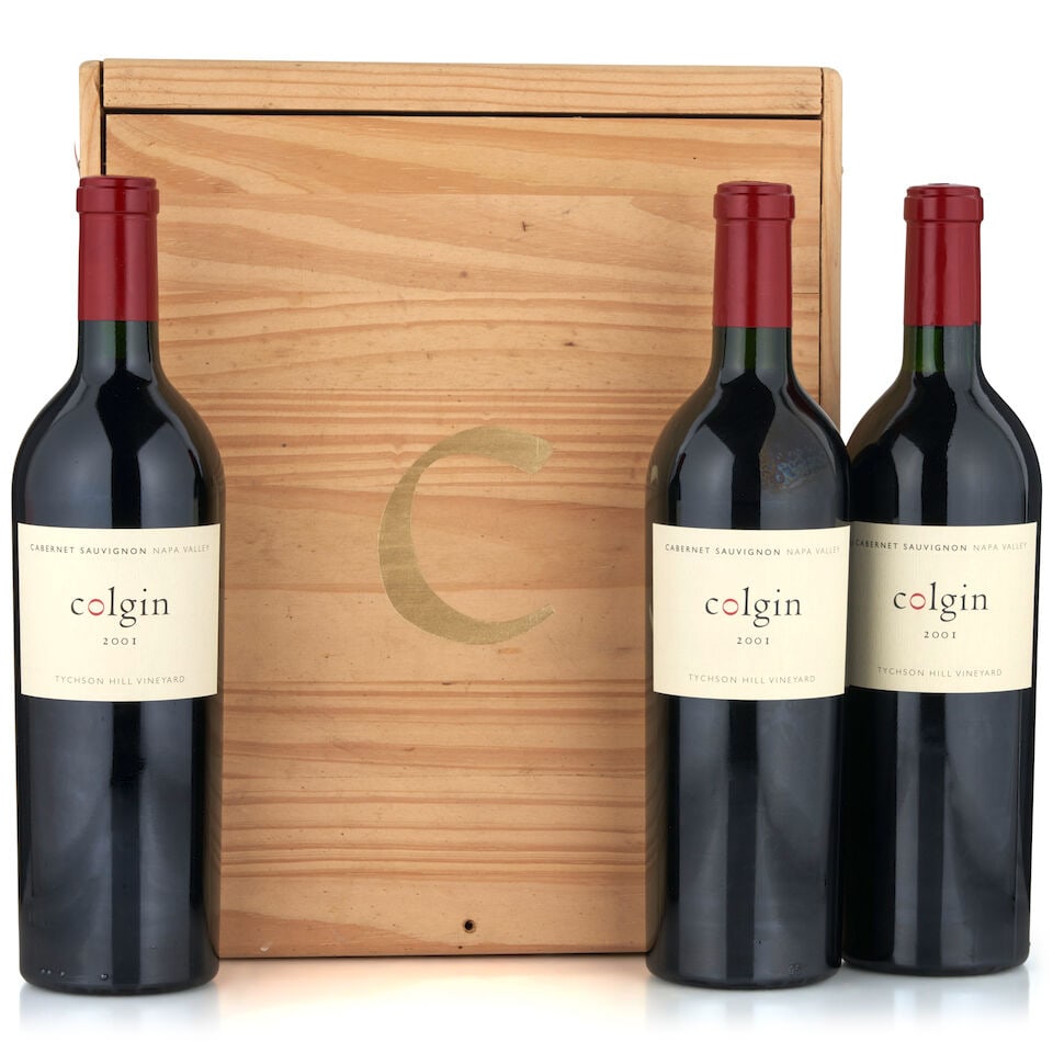 Colgin Cabernet Sauvignon Tychson Hill, 2001 (3 bottles, 750ml): Colgin Cabernet Sauvignon Tychson Hill, 2001 (3 bottles, 750ml) Region: Napa Valley Fill Level: bottom neck Packaging: original wooden case Footnotes: California This lot is subject to the following l
