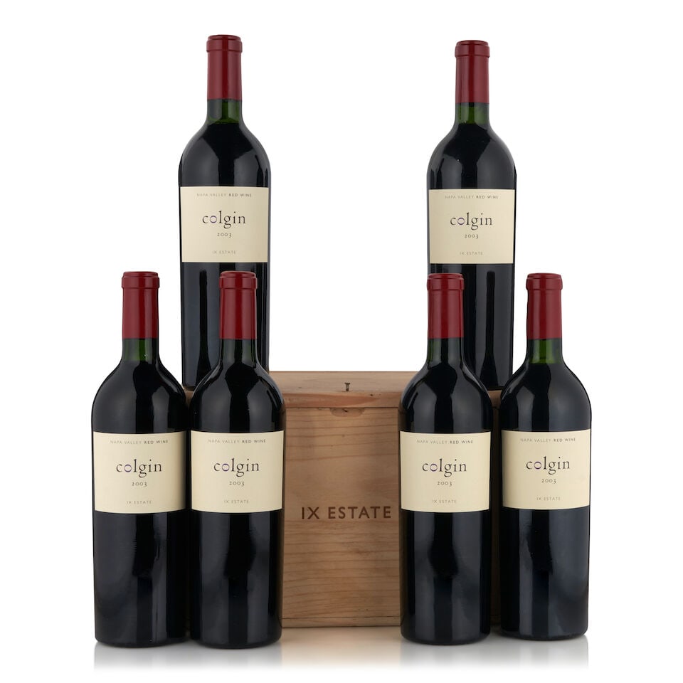 Colgin IX Estate, 2003 (6 bottles, 750ml): Colgin IX Estate, 2003 (6 bottles, 750ml) Region: Napa Valley Fill Level: bottom neck Packaging: original wooden case Miscellaneous: two with signs of old seepage Footnotes: California This lot is