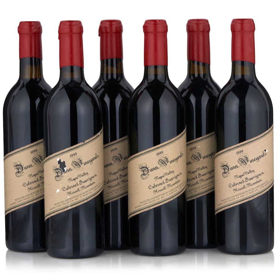 Dunn Howell Mountain, 1999 (6 bottles, 750ml): Dunn Howell Mountain, 1999 (6 bottles, 750ml) Region: Napa Valley Fill Level: bottom neck or better Label: three lightly nicked, one nicked with losses Footnotes: California This lot is subject to