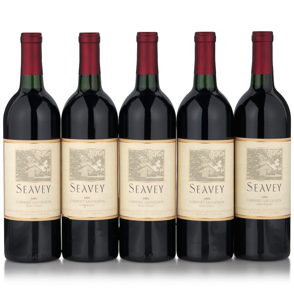 Seavey Vineyard Cabernet Sauvignon, 1991 (5 bottles, 750ml): Seavey Vineyard Cabernet Sauvignon, 1991 (5 bottles, 750ml) Region: Napa Valley Fill Level: bottom neck or better Capsule: three lightly worn Label: one scuffed Footnotes: California This lot is