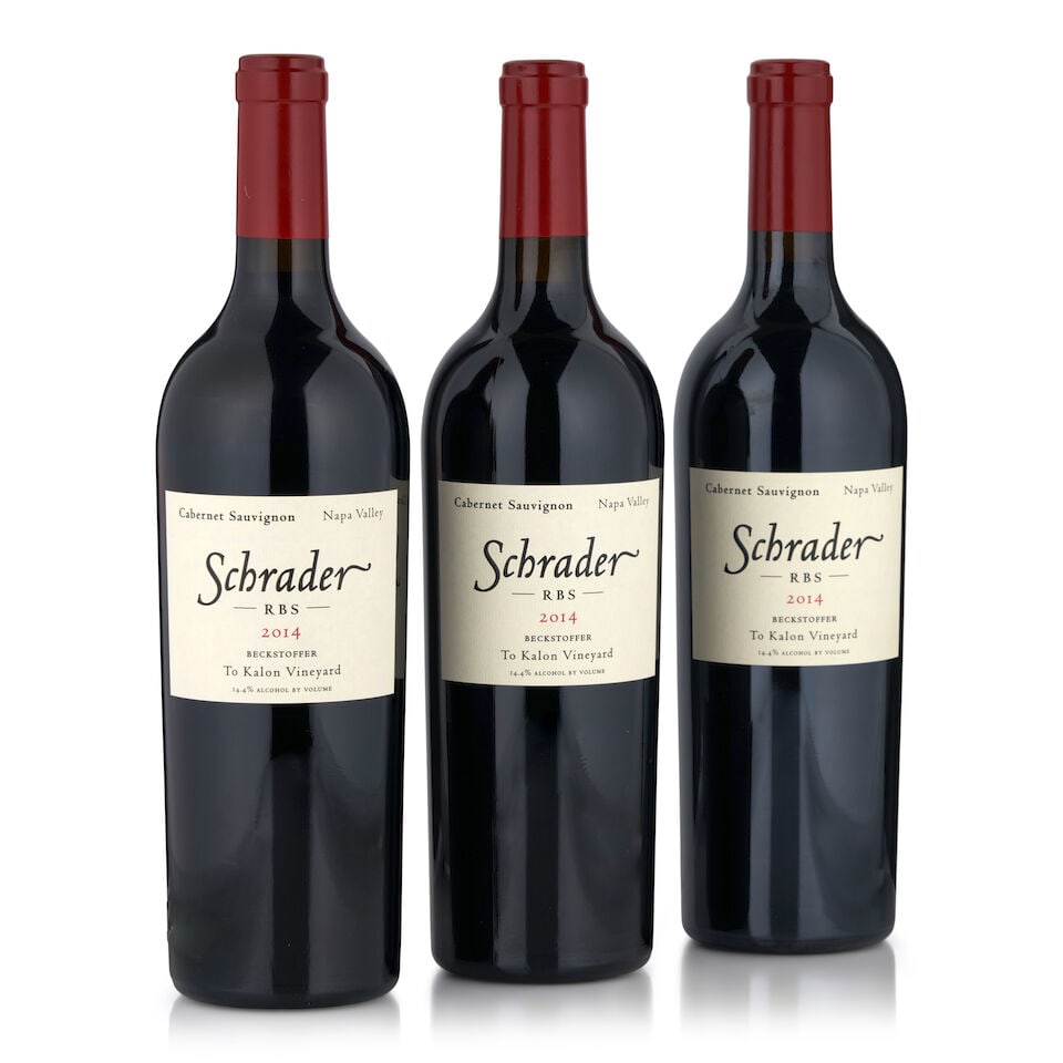 Schrader Cabernet Sauvignon RBS Beckstoffer To Kalon, 2014 (3 bottles, 750ml): Schrader Cabernet Sauvignon RBS Beckstoffer To Kalon, 2014 (3 bottles, 750ml) Region: Napa Valley Footnotes: California This lot is subject to the following lot symbols: • • Zero rated for