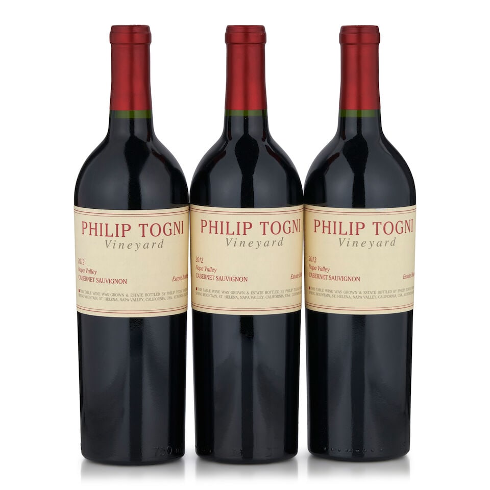 Philip Togni Cabernet Sauvignon, 2012 (3 bottles, 750ml): Philip Togni Cabernet Sauvignon, 2012 (3 bottles, 750ml) Region: Napa Valley Label: one ightly scuffed Footnotes: California This lot is subject to the following lot symbols: • • Zero rate