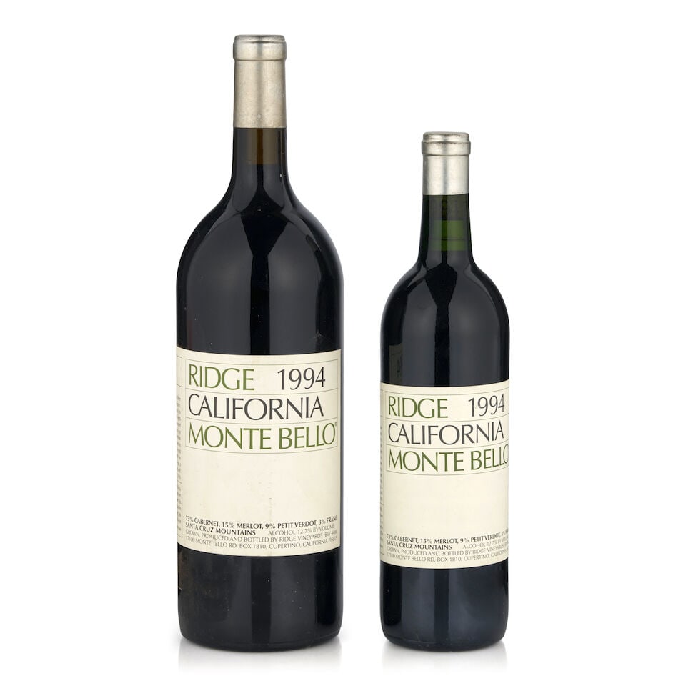Ridge Monte Bello, 1994 (1 bottle, 750ml) Ridge Monte Bello, 1994 (1 bottle, 1.5L): Ridge Monte Bello, 1994 (1 bottle, 750ml) Region: Santa Cruz Mountains Fill Level: into neck Ridge Monte Bello, 1994 (1 bottle, 1.5L) Region: Santa Cruz Mountains Fill Level: into