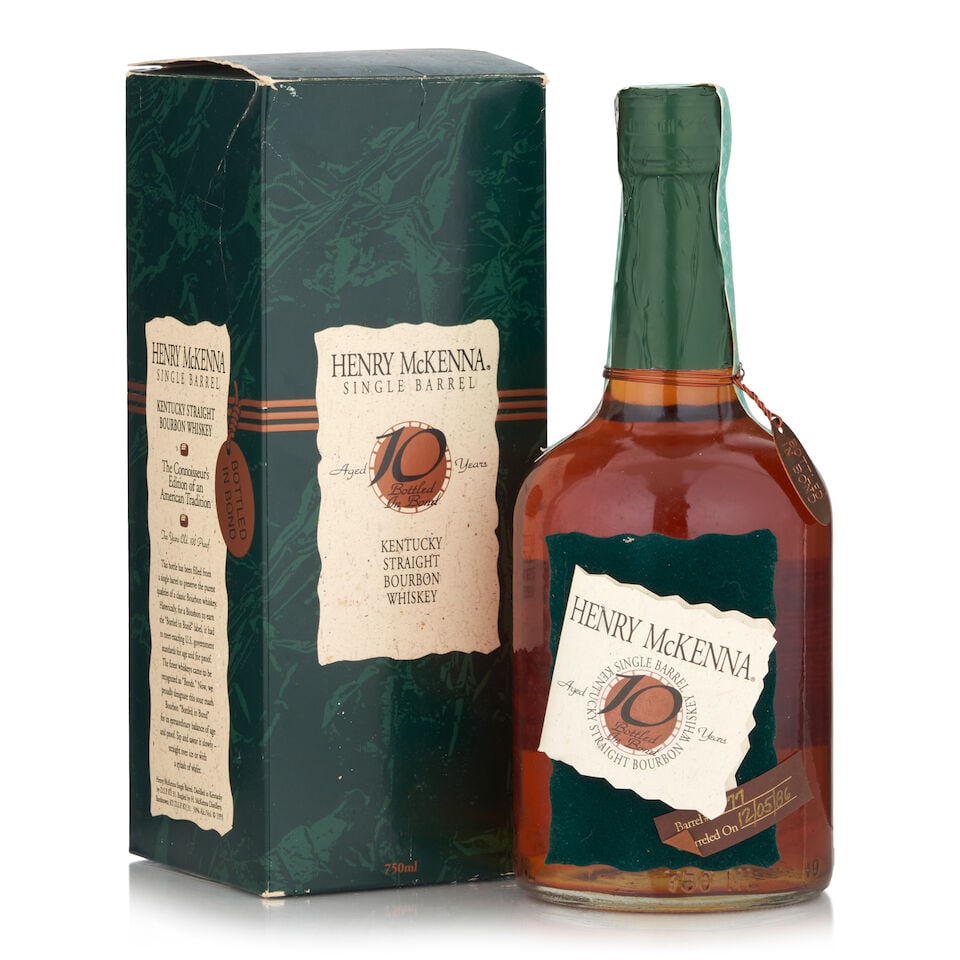 Henry McKenna Single Barrel 10 Years Old, 1986 (1 bottle, 750ml): Henry McKenna Single Barrel 10 Years Old, 1986 (1 bottle, 750ml) Packaging: original carton Alcohol content: 50% Notes: official bottling, barreled 12/05/1986, barrel no. 77 Footnotes: United States,