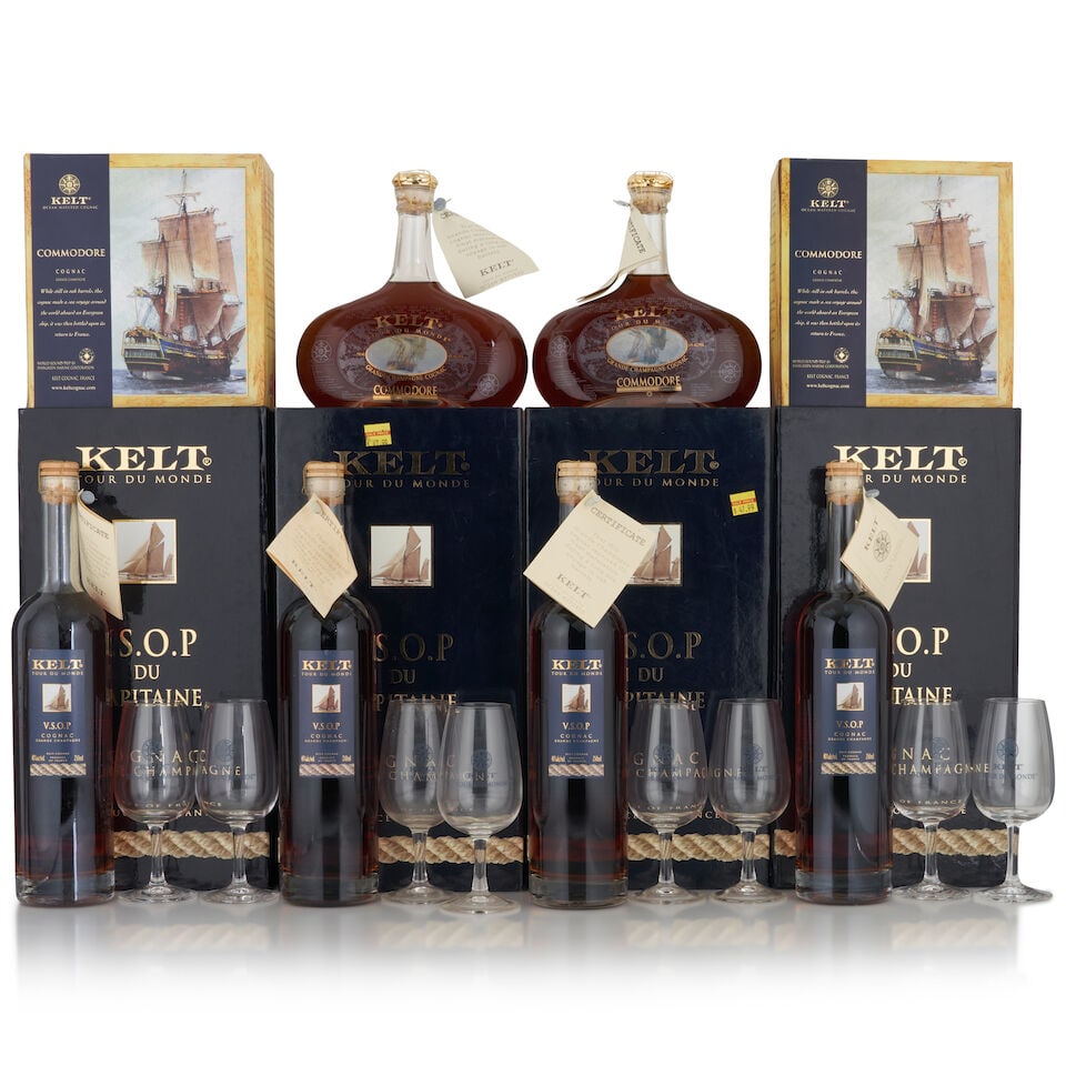Kelt Commadore (2 750ml) Kelt V.S.O.P. du Capitaine (4 750ml): Kelt Commadore (2 750ml) Region: Cognac Packaging: original cartons Alcohol content: 40% Notes: xx Kelt V.S.O.P. du Capitaine (4 750ml) Region: Cognac Packaging: original cases, each includes two tast
