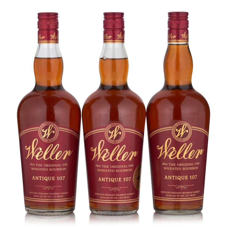 Weller Antique 107 (3 bottles, 750ml): Weller Antique 107 (3 bottles, 750ml) Region: Kentucky Alcohol content: 53.5% Notes: official bottling Footnotes: United States, Bourbon Lot to be sold without reserve. This lot is subject to the foll