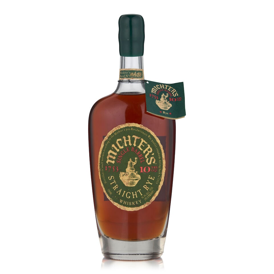 Michter's Rye 10 Years Old, 2016 (1 bottle, 750ml): Michter's Rye 10 Years Old, 2016 (1 bottle, 750ml) Region: Kentucky Alcohol content: 46.4% Notes: official bottling, barrel no. 16A13 Footnotes: United States, Rye Lot to be sold without reserve. This