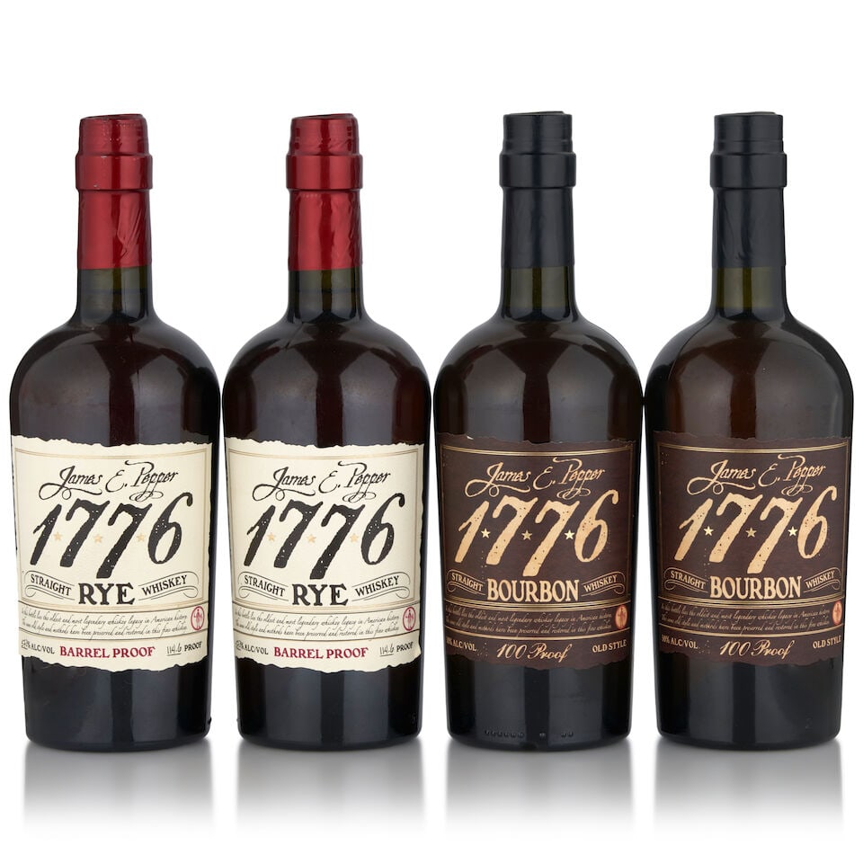 James E. Pepper 1776 100 Proof Bourbon (2 bottles, 750ml) James E. Pepper 1776 Cask Strength Rye...: James E. Pepper 1776 100 Proof Bourbon (2 bottles, 750ml) Region: Kentucky Alcohol content: 50% Notes: official bottling James E. Pepper 1776 Cask Strength Rye (2 bottles, 750ml) Region: Kentucky Alco
