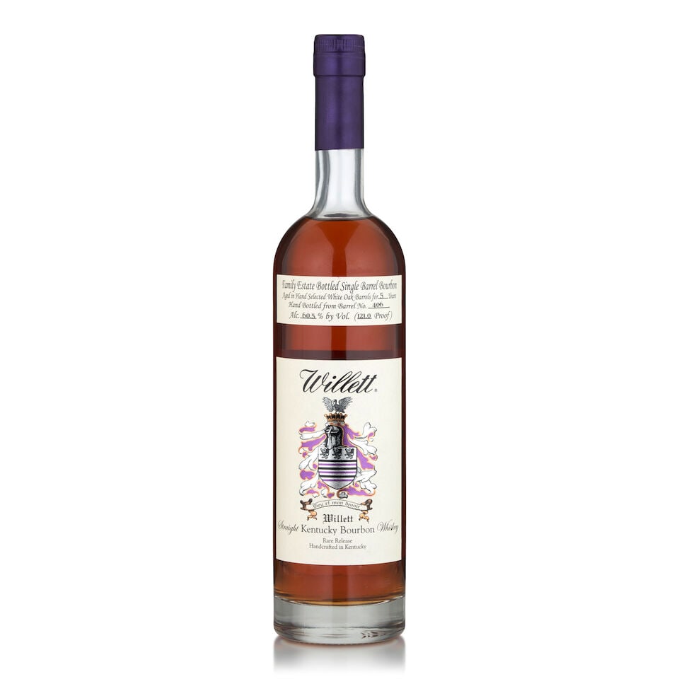 Willett Bourbon 5 Years Old (1 bottle, 750ml): Willett Bourbon 5 Years Old (1 bottle, 750ml) Region: Kentucky Alcohol content: 60.5% Notes: official bottling, barrel 406, 60/195 Footnotes: United States, Bourbon Lot to be sold without reserve. Thi