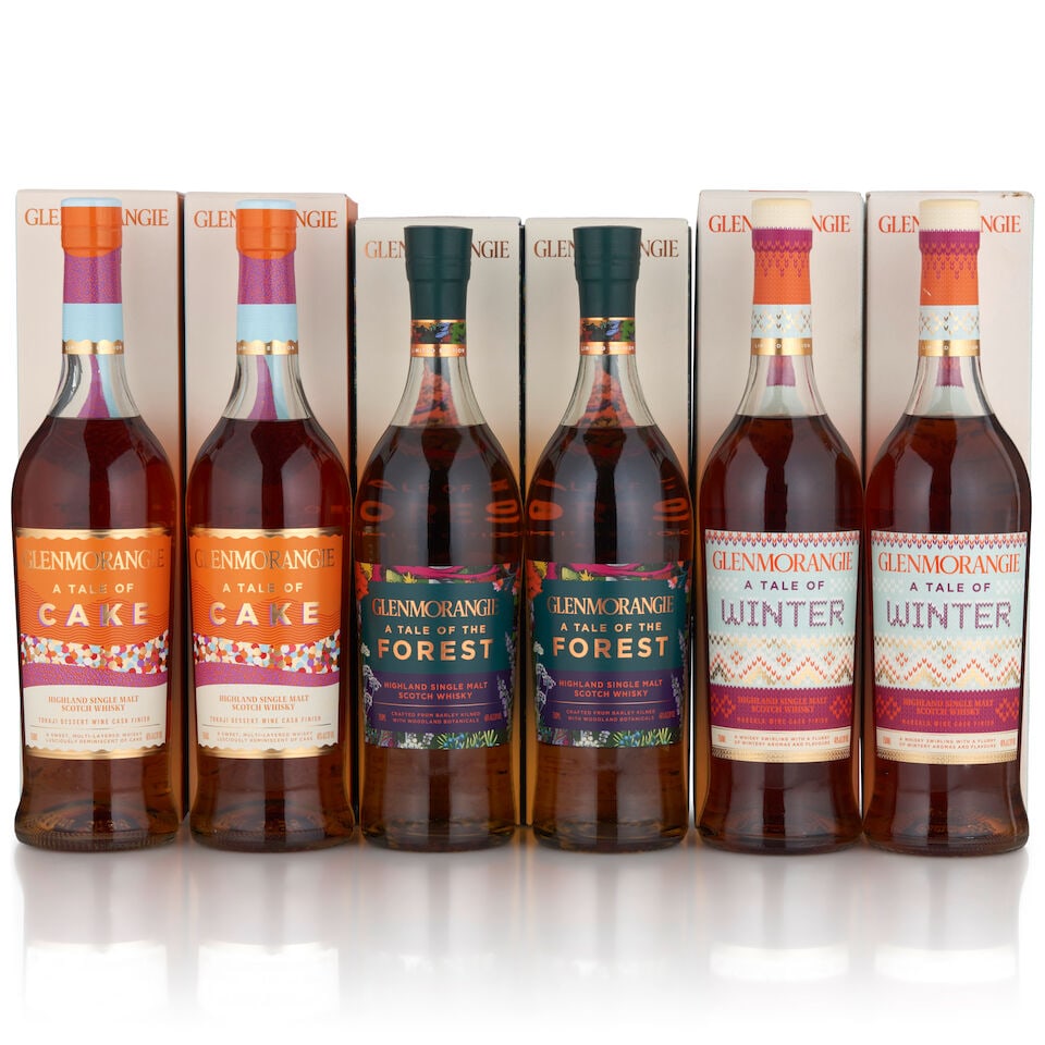 Glenmorangie Tale of Cake (2 bottles, 750ml) Glenmorangie Tale of Forest (2 bottles, 750ml) Gl...: Glenmorangie Tale of Cake (2 bottles, 750ml) Region: Highland Packaging: original carton Alcohol content: 46% Notes: official bottling Glenmorangie Tale of Forest (2 bottles, 750ml) Region: Highland P