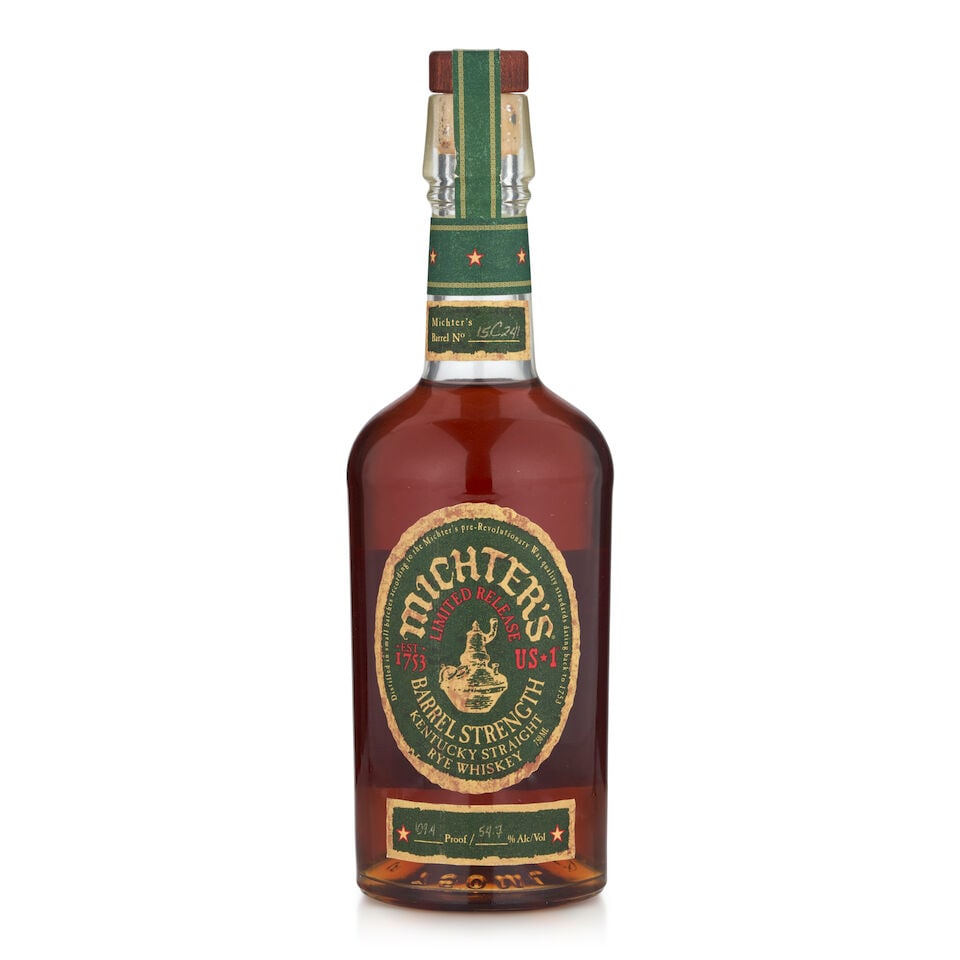 Michter's Barrel Strength Rye, 2015 (1 bottle, 750ml): Michter's Barrel Strength Rye, 2015 (1 bottle, 750ml) Region: Kentucky Alcohol content: 54.7% Notes: official bottling, barrel no. 15C241 Footnotes: United States, Rye Lot to be sold without reserve.