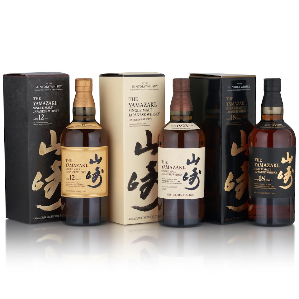 The Yamazaki 18 Years Old (1 bottle, 750ml) The Yamazaki 12 Years Old (bottle, ) The Yamazaki ...: The Yamazaki 18 Years Old (1 bottle, 750ml) Region: Japan Packaging: original carton Alcohol content: 43% Notes: official bottling The Yamazaki 12 Years Old (bottle, ) Region: Japan Packaging: origina