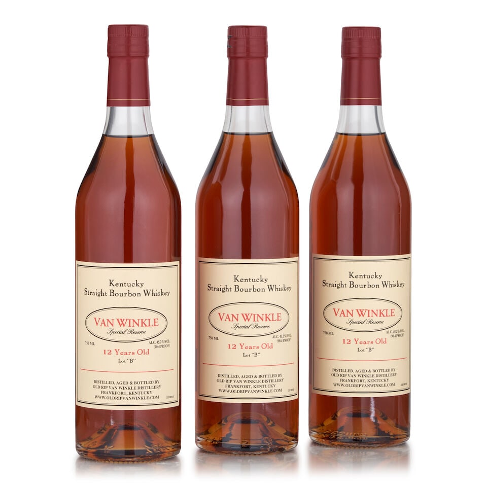 Van Winkle Special Reserve Lot 'B' 12 Years Old (3 bottles, 750ml): Van Winkle Special Reserve Lot 'B' 12 Years Old (3 bottles, 750ml) Region: Kentucky Alcohol content: 45.2% Notes: official bottling, laser codes L25238011947D Footnotes: United States, Bourbon This lo
