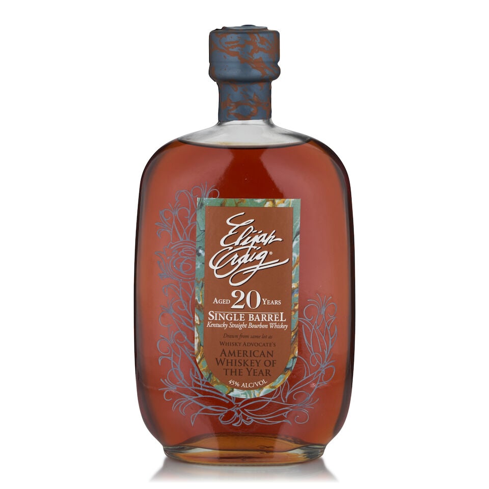 Elijah Craig Single Barrel 20 Years Old (1 bottle, 750ml): Elijah Craig Single Barrel 20 Years Old (1 bottle, 750ml) Region: Kentucky Alcohol content: 45% Notes: official bottling, barreled 08/30/91, barrel no. 41 Footnotes: United States, Bourbon This lot