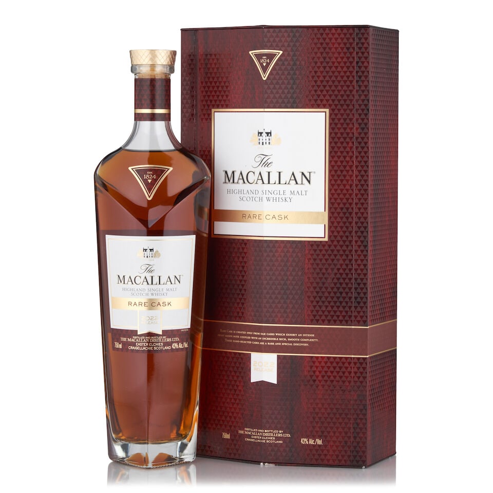 The Macallan Rare Cask, 2002 (1 bottle, 750ml): The Macallan Rare Cask, 2002 (1 bottle, 750ml) Region: Speyside Packaging: original case Alcohol content: 43% Notes: official bottling, released 2022 Footnotes: Single Malt Lot to be sold without rese