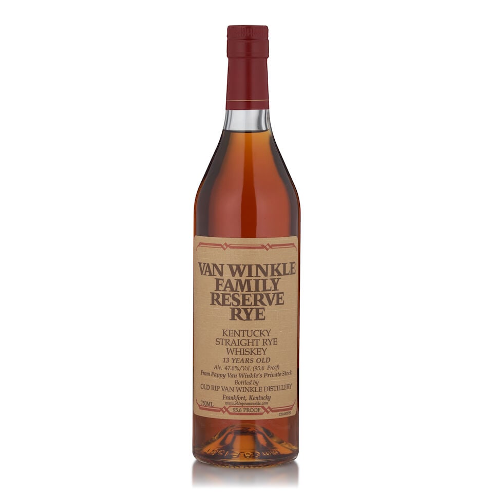 Van Winkle Family Reserve Rye 13 Years Old (1 bottle, 750ml): Van Winkle Family Reserve Rye 13 Years Old (1 bottle, 750ml) Region: Kentucky Alcohol content: 47.8% Notes: official bottling, laser code L202600109:56D Footnotes: United States, Rye Lot to be sold wi