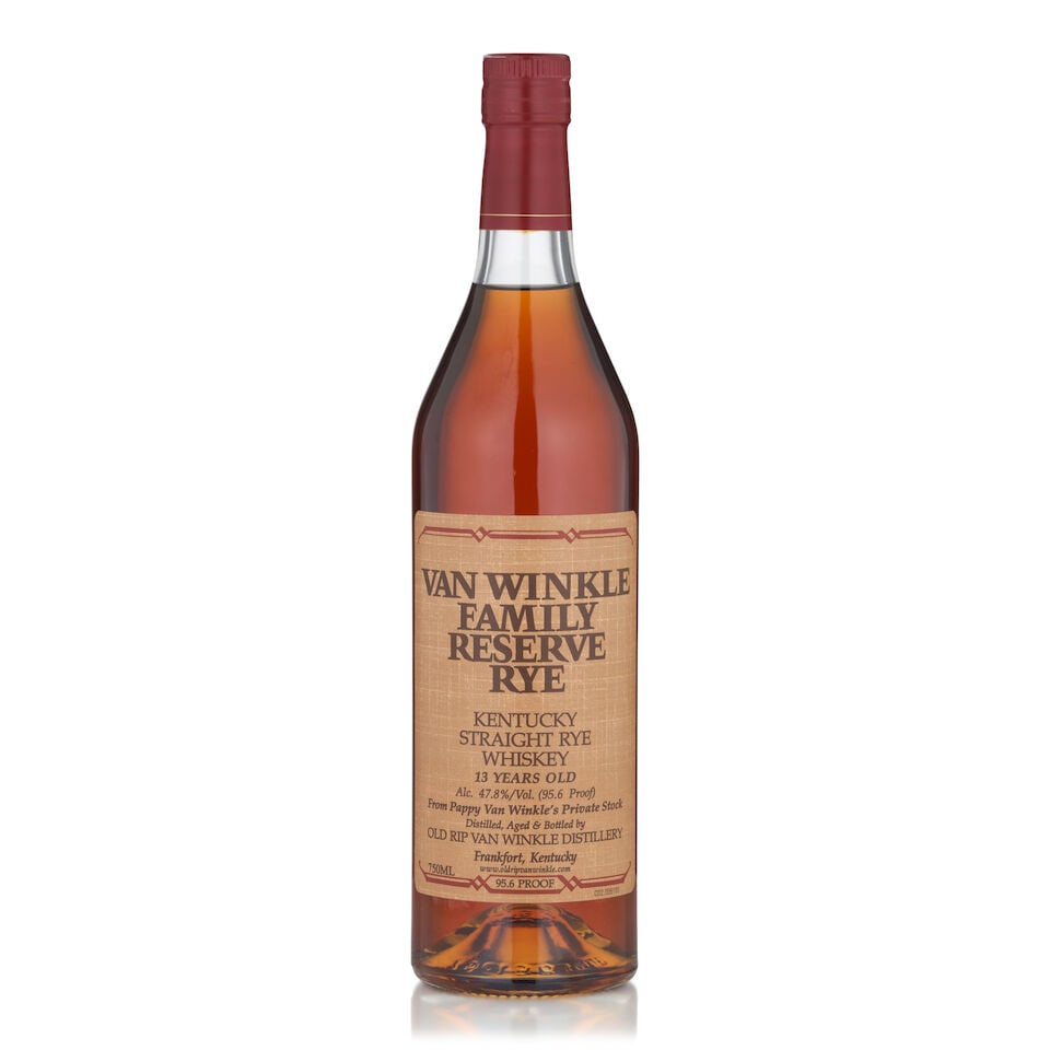Van Winkle Family Reserve Rye 13 Years Old (1 bottle, 750ml): Van Winkle Family Reserve Rye 13 Years Old (1 bottle, 750ml) Region: Kentucky Alcohol content: 47.8% Notes: official bottling, laser code L252380101:13D Footnotes: United States, Rye Lot to be sold wi