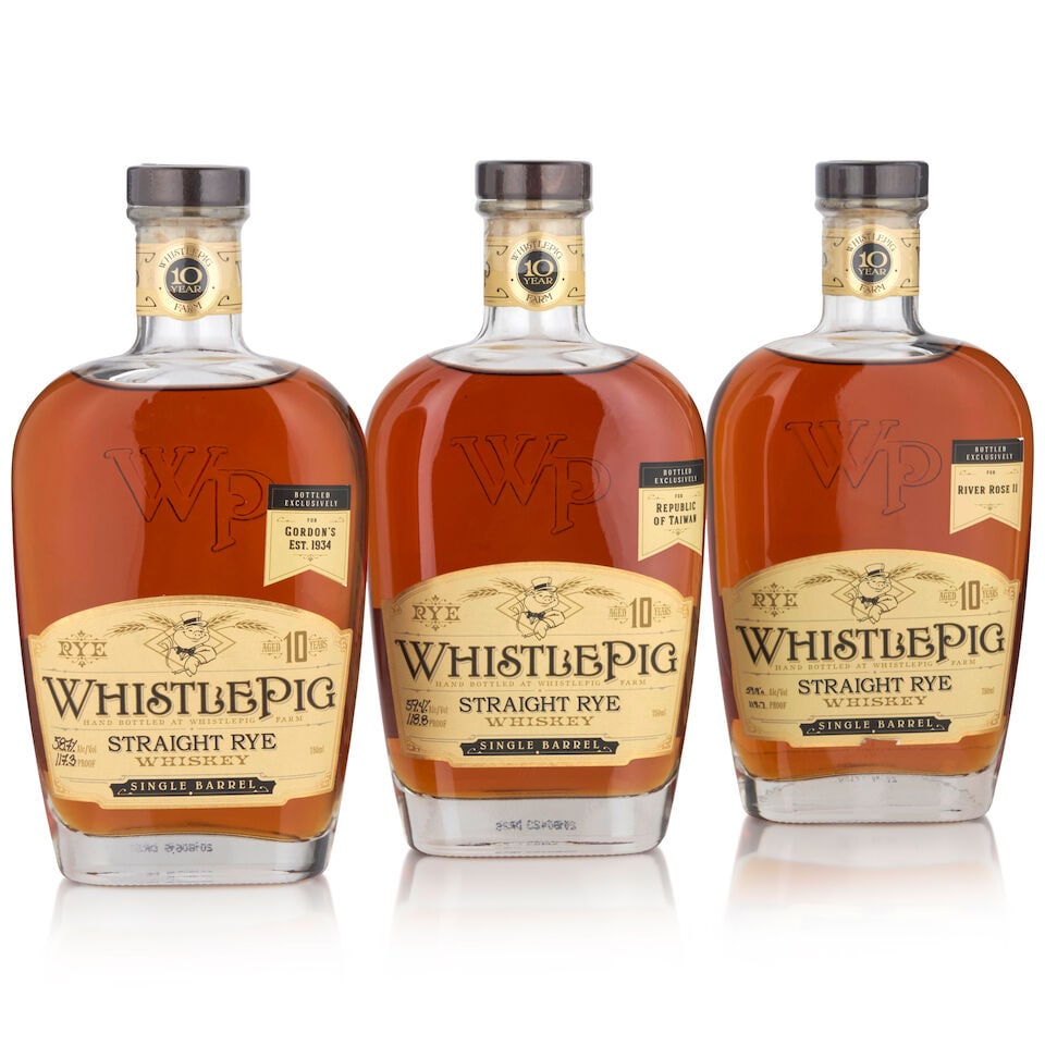WhistlePig Republic of Taiwan Private Barrel 10 Years Old (1 bottle, 750ml) WhistlePig River Ro...: WhistlePig Republic of Taiwan Private Barrel 10 Years Old (1 bottle, 750ml) Region: Vermont Alcohol content: 59.4% Notes: official bottling WhistlePig River Rose II Private Barrel 10 Years Old (1 bott