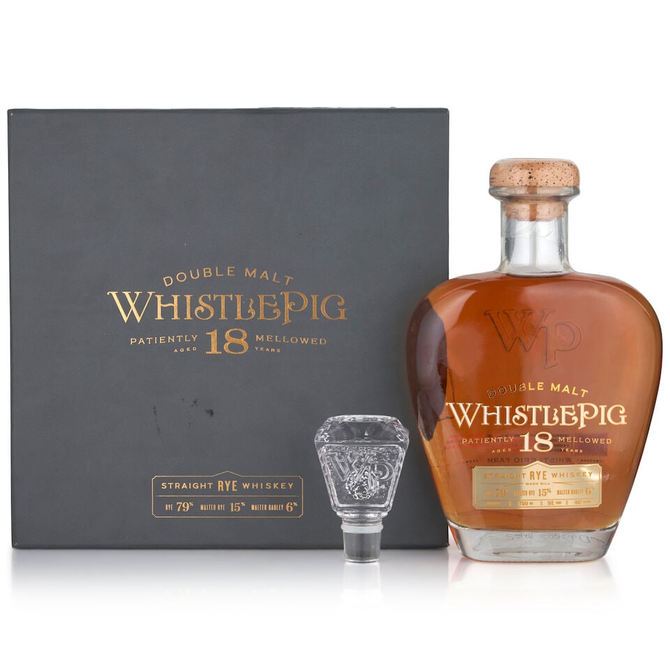 WhistlePig Double Malt Straight Rye Whiskey 18 Years Old (1 bottle, 750ml): WhistlePig Double Malt Straight Rye Whiskey 18 Years Old (1 bottle, 750ml) Region: Vermont Packaging: original case Alcohol content: 46% Notes: official bottling This lot is subject to the following l