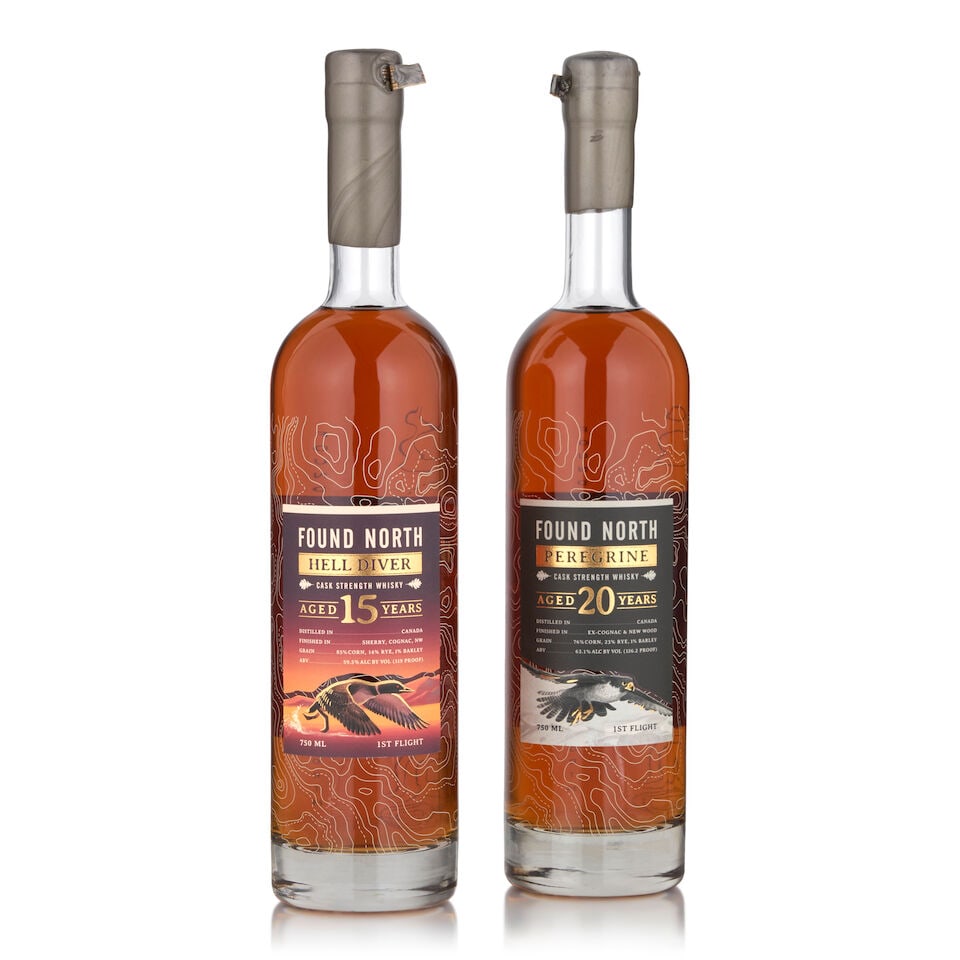 Found North Peregrine 1st Flight 20 Years Old (1 bottle, 750ml) Found North Hell Diver 1st Flig...: Found North Peregrine 1st Flight 20 Years Old (1 bottle, 750ml) Region: Canada Alcohol content: 63.1% Notes: official bottling, bottle no. 658 Found North Hell Diver 1st Flight 15 Years Old (1 bottle,
