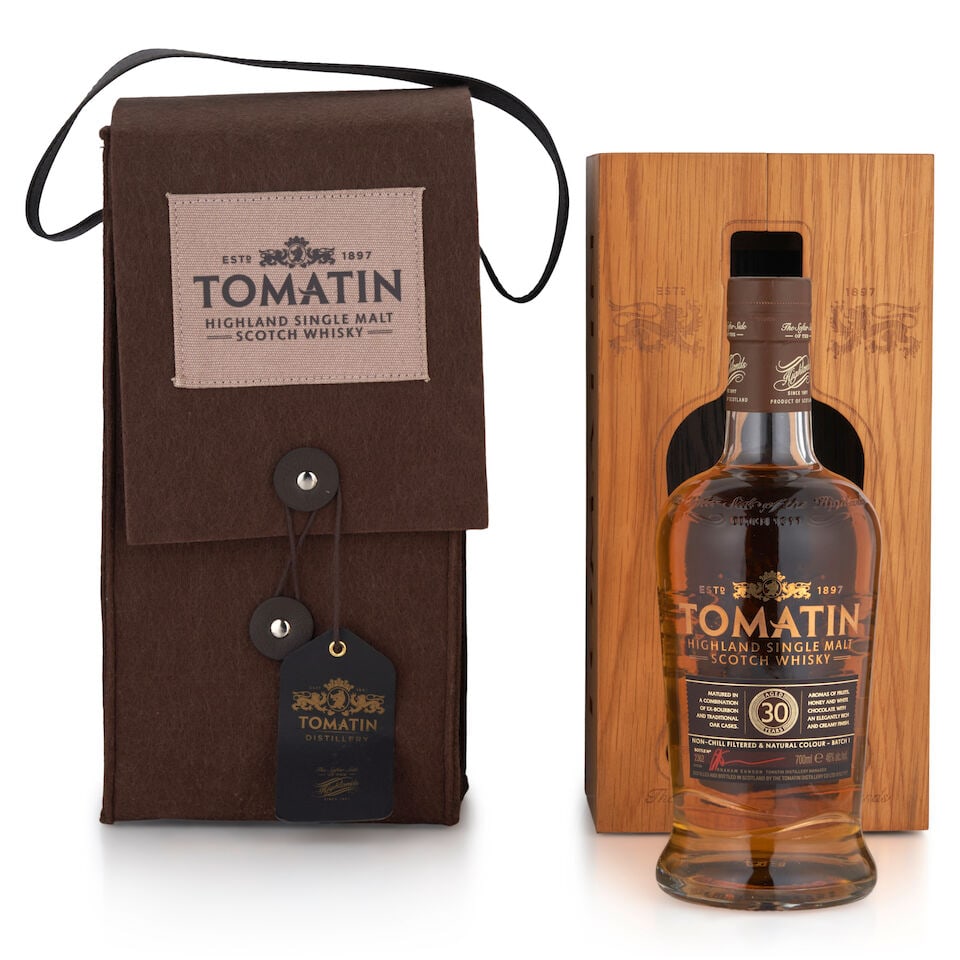 Tomatin Batch 1 30 Years Old (1 bottle, 700ml): Tomatin Batch 1 30 Years Old (1 bottle, 700ml) Region: Highland Packaging: original wooden case Alcohol content: 46% Notes: official bottling, bottle no. 2362 Footnotes: Single Malt This lot is subjec
