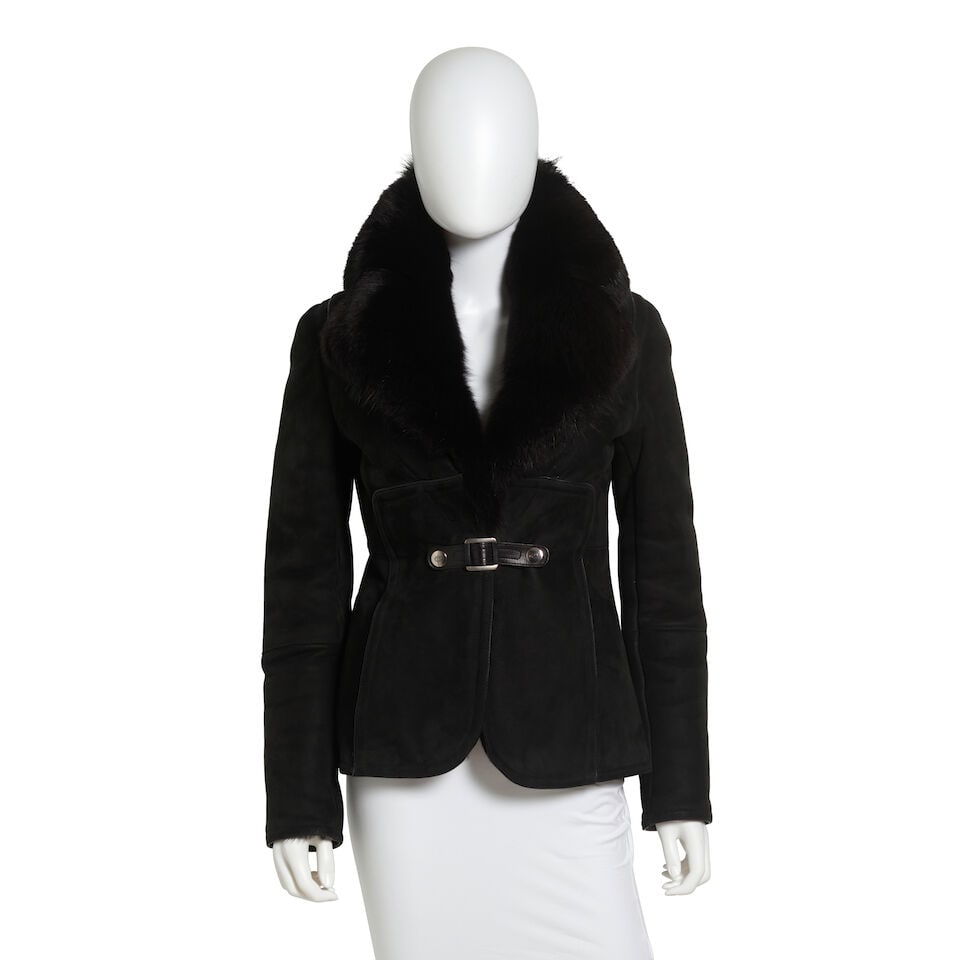 GUCCI: BLACK SHEARLING JACKET Creative Director: Tom Ford (1 of 1)