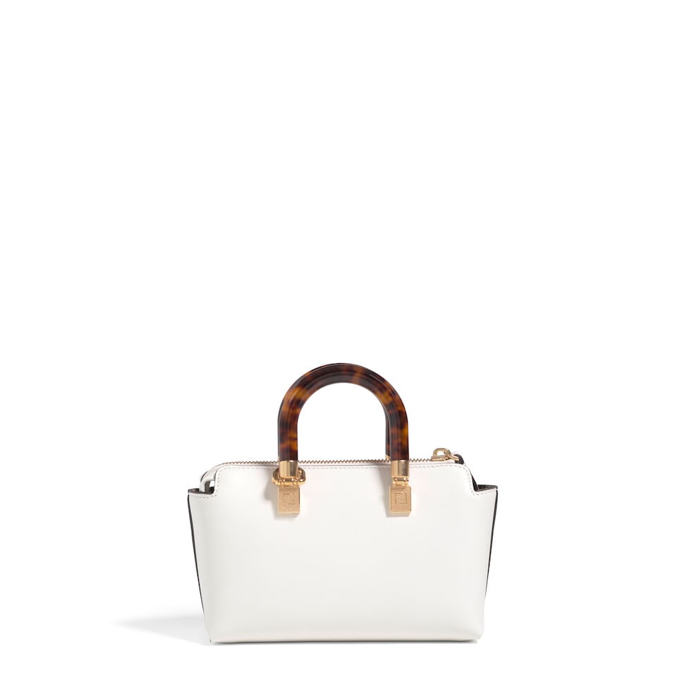 FENDI: WHITE LEATHER MINI BY THE WAY BAG 2023 - 2