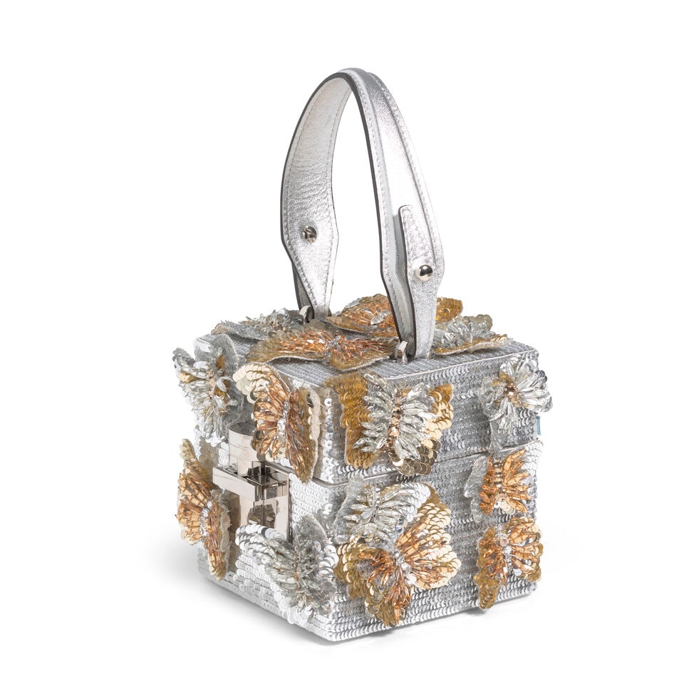 OSCAR DE LA RENTA: METALLIC BUTTERFLY APPLIQUE ALIBI CUBE - 2