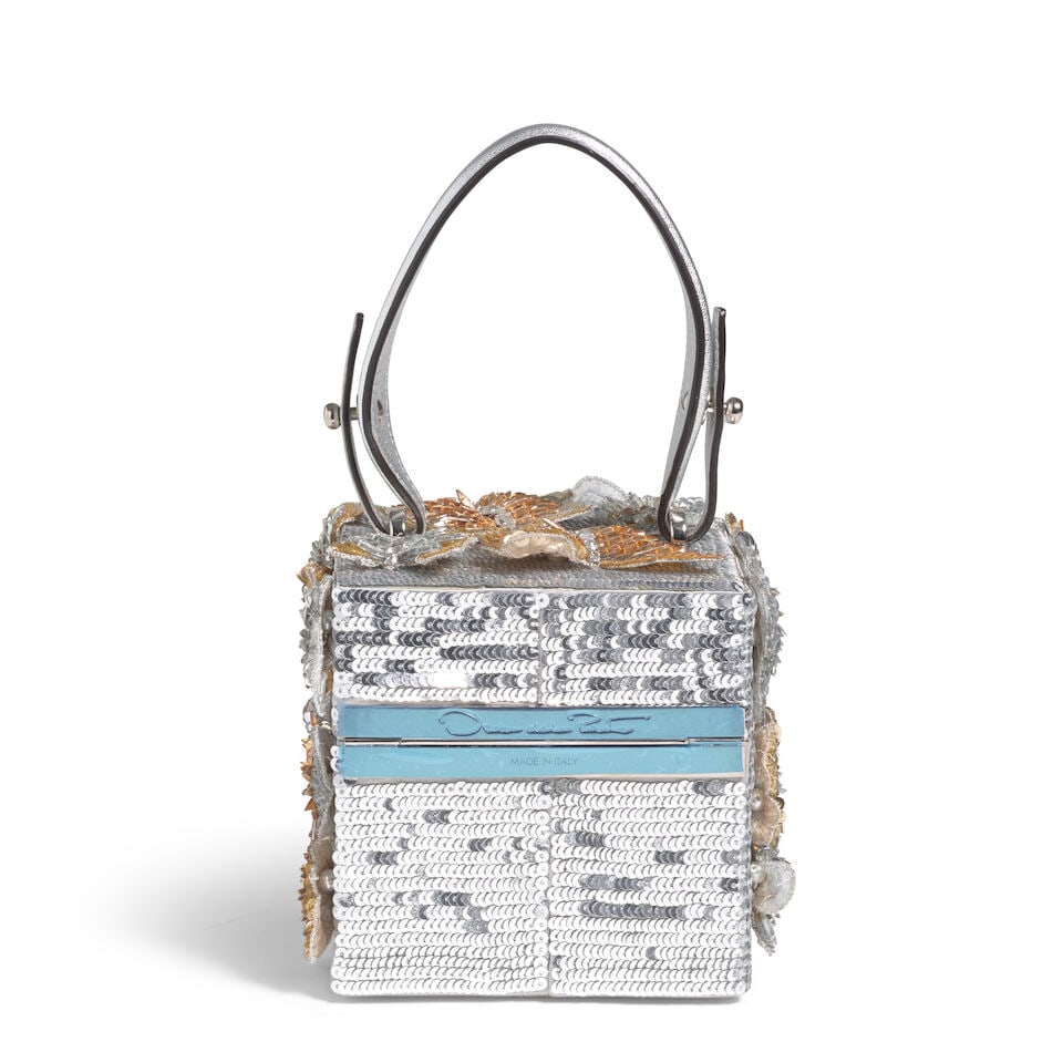 OSCAR DE LA RENTA: METALLIC BUTTERFLY APPLIQUE ALIBI CUBE - 3