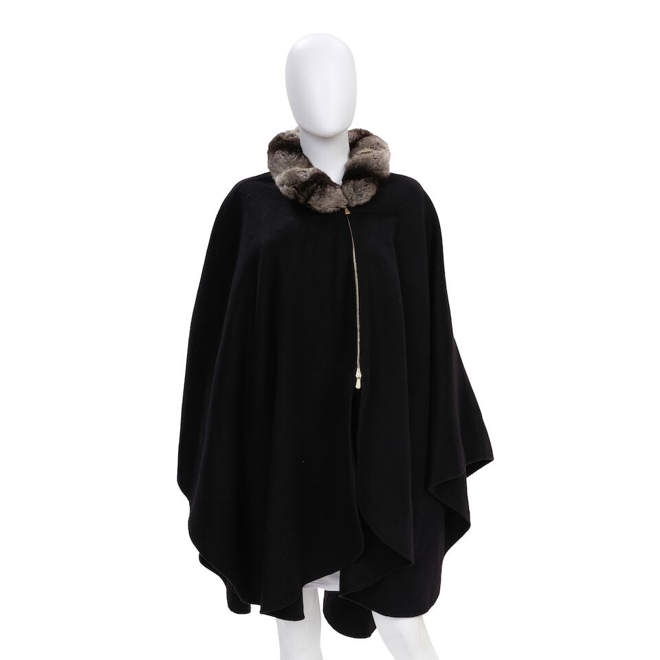 LORO PIANA: FUR TRIM PONCHO (1 of 1)