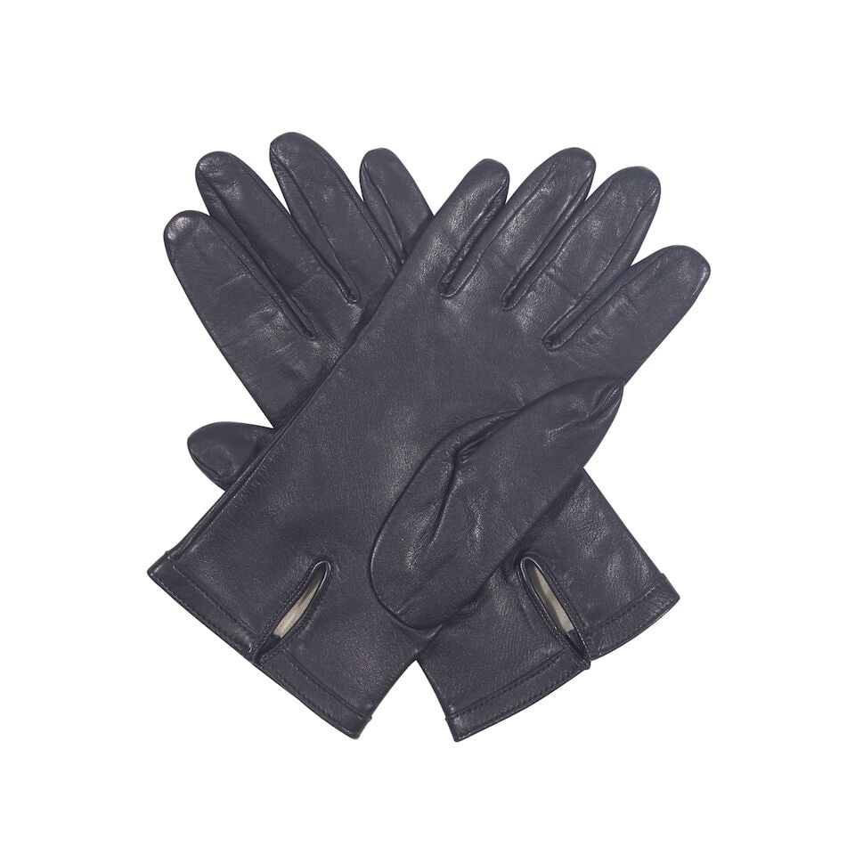 CHRISTIAN DIOR: BLACK LEATHER WRIST-LENGTH GLOVES - 2