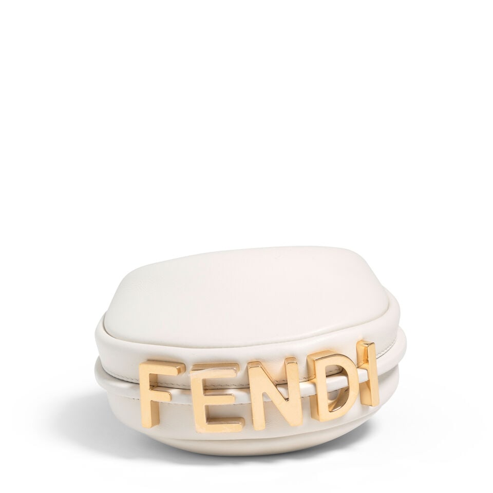 FENDI: WHITE LEATHER NANO FENDIGRAPHY BAG 2022 - 2