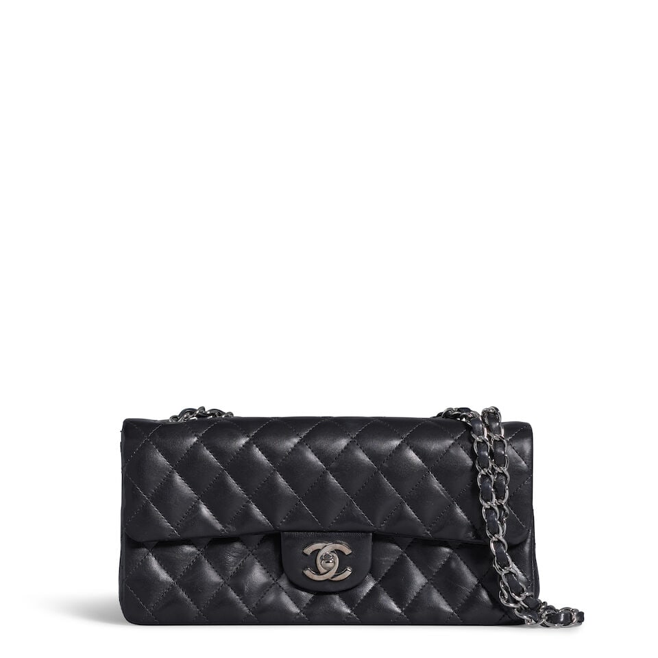 CHANEL: BLACK QUILTED EAST WEST SINGLE FLAP 2006-2008 (1 of 2)