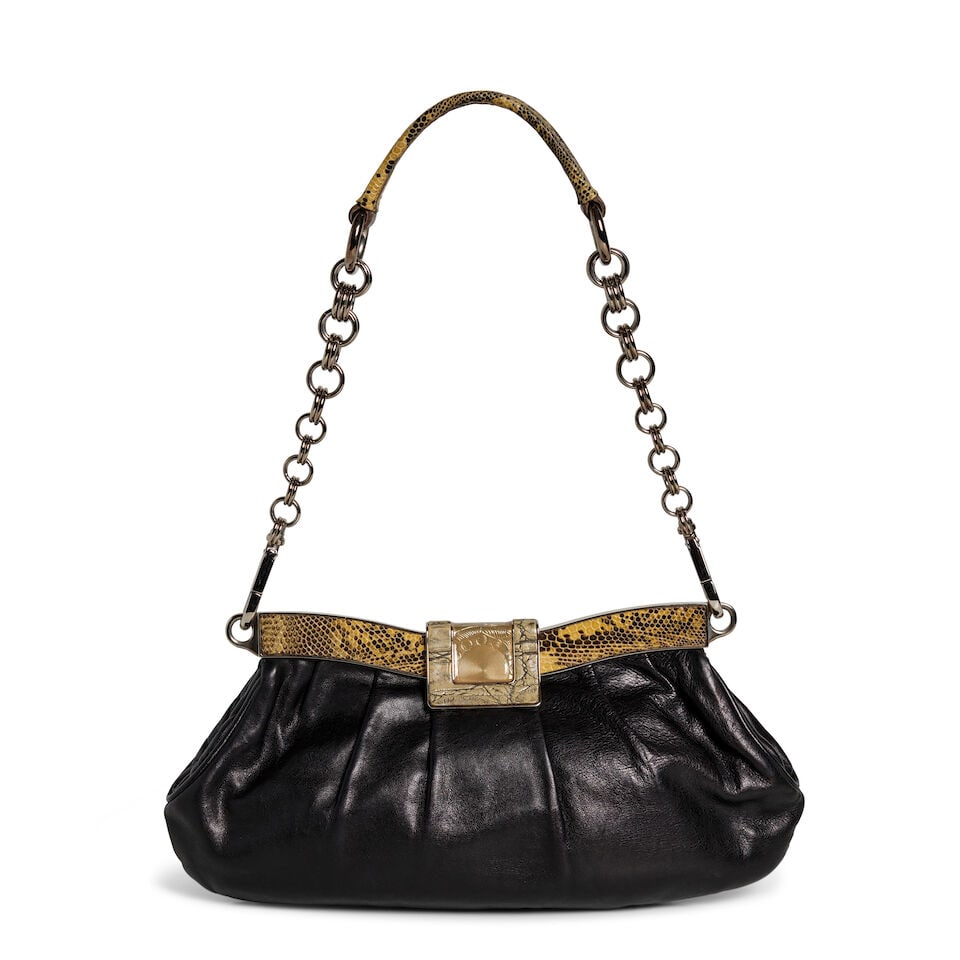 PRADA: LEATHER AND LIZARD SMALL SKIPPER FRAME BAG (1 of 1)