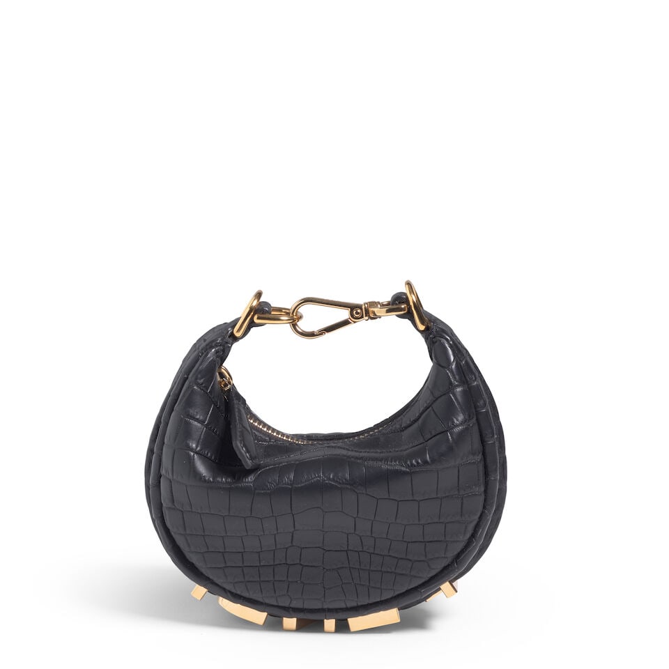 FENDI: BLACK CROCODILE NANO FENDIGRAPHY BAG 2022 (1 of 3)