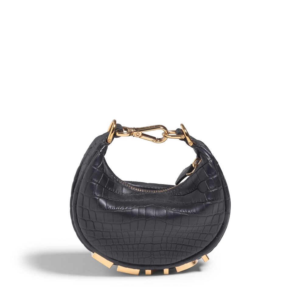 FENDI: BLACK CROCODILE NANO FENDIGRAPHY BAG 2022 - 3