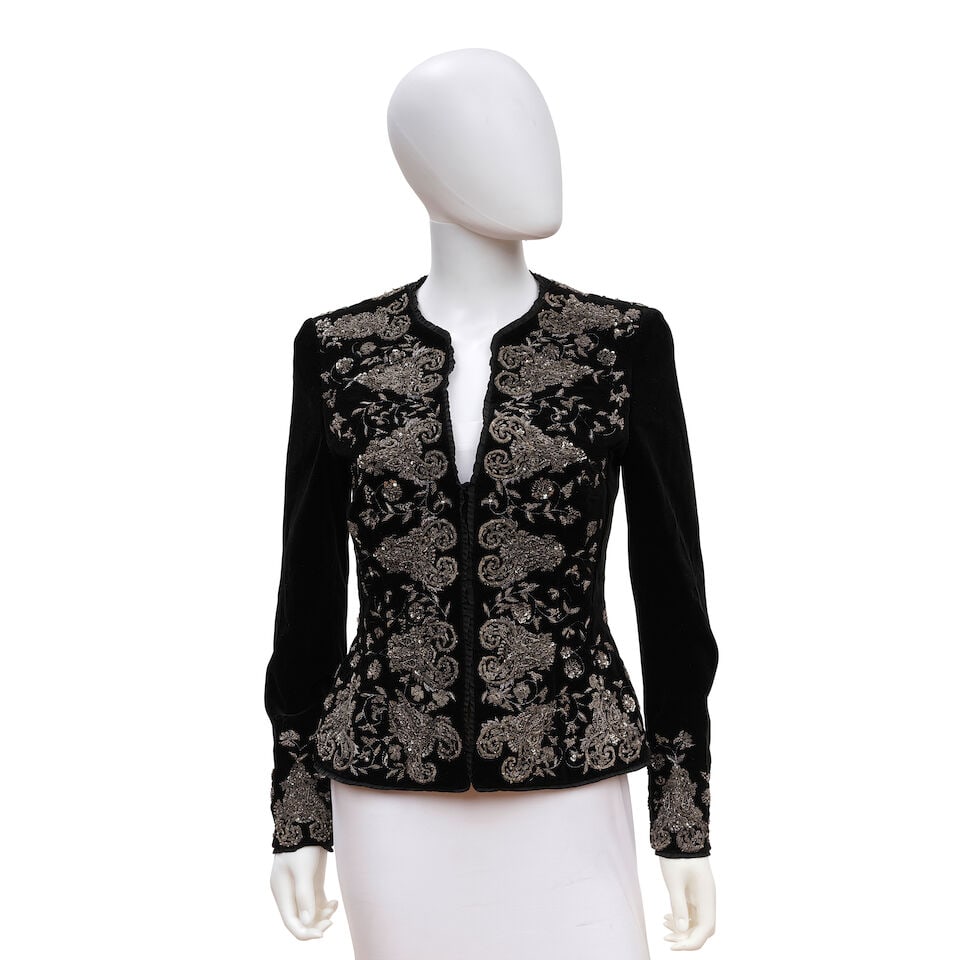 RENA LANGE: BLACK VELVET EMBELLISHED BLAZER (1 of 1)