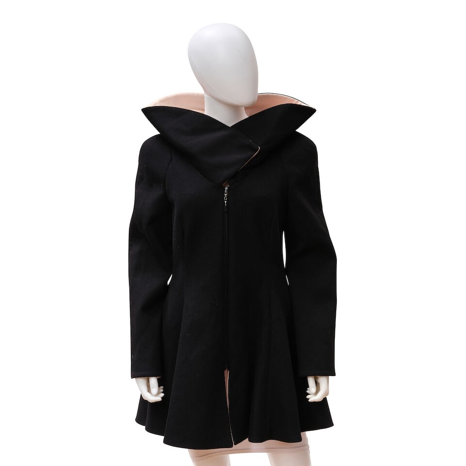 GIORGIO ARMANI: BLACK WOOL JACKET WITH PINK SATIN LINING - 2