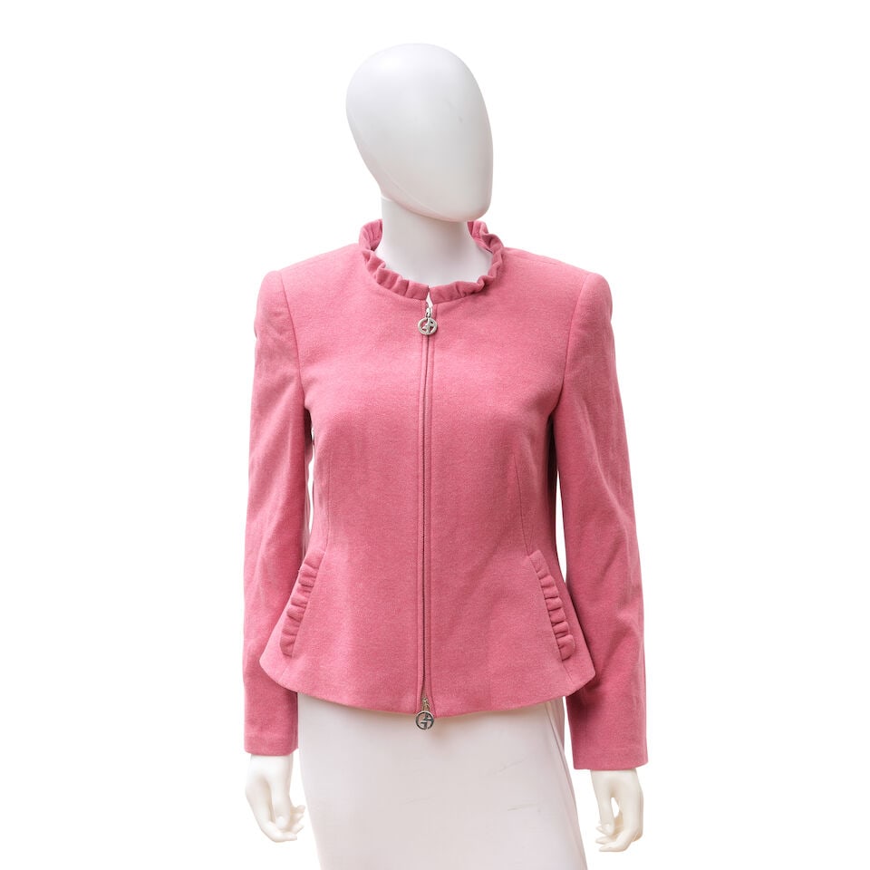 GIORGIO ARMANI: PINK RUFFLE ZIP JACKET (1 of 1)