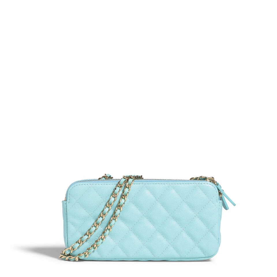 CHANEL: LIGHT BLUE CAVIAR DOUBLE ZIP WALLET ON CHAIN 2018-2019 - 2
