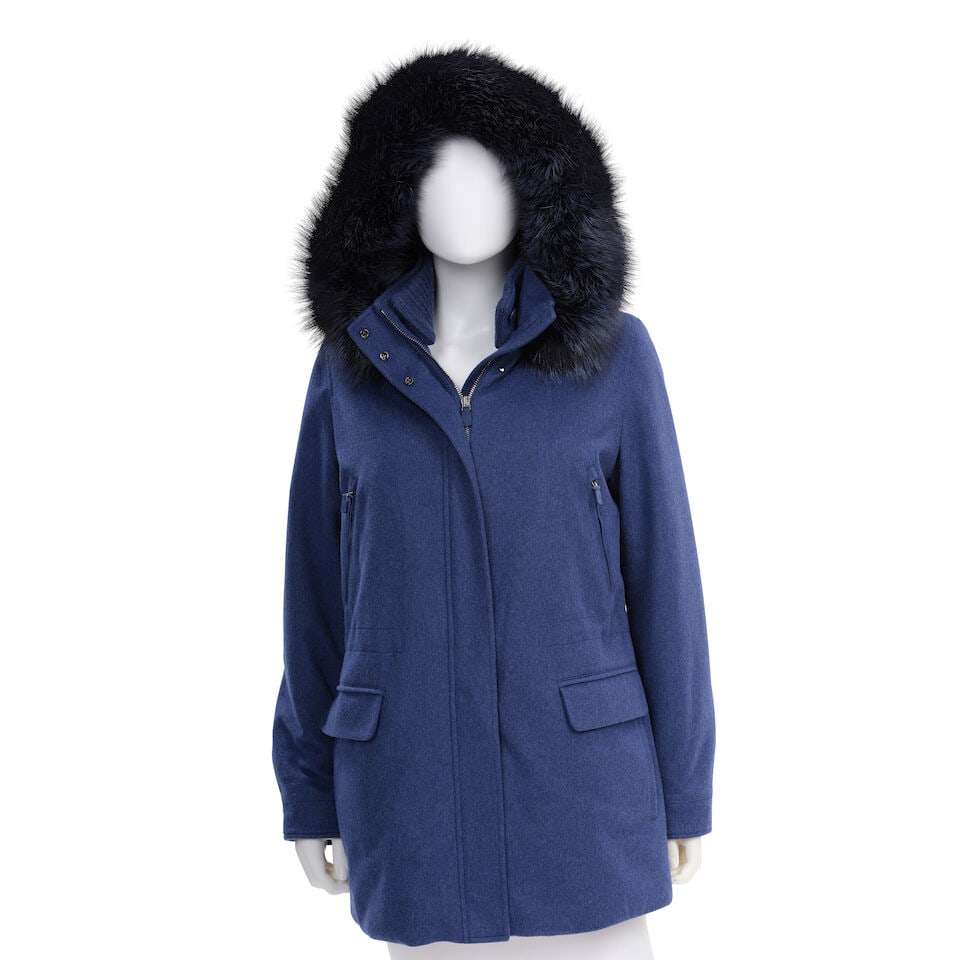 LORO PIANA: BLUE FUR TRIM WINTER COAT (1 of 1)