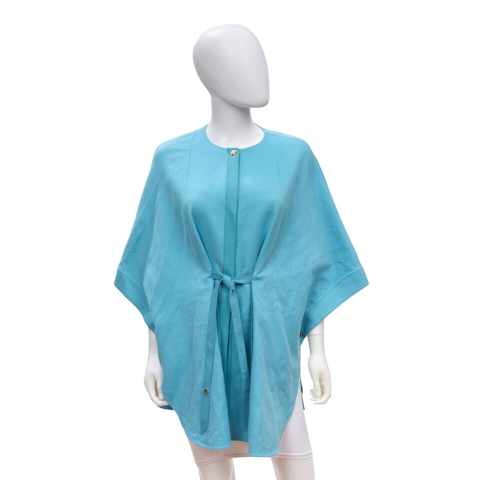 LORO PIANA: TEAL CASHMERE PONCHO (1 of 1)