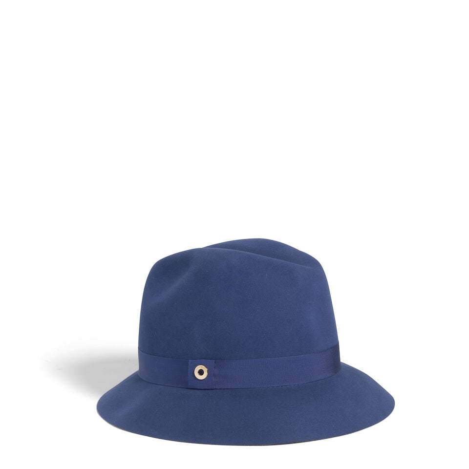 LORO PIANA: BLUE VELVET FELT CHAPEAU (1 of 3)