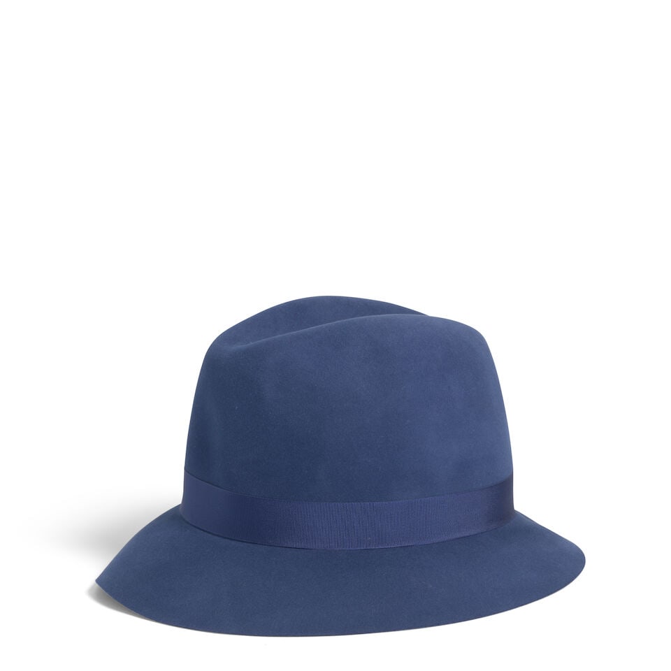 LORO PIANA: BLUE VELVET FELT CHAPEAU - 2