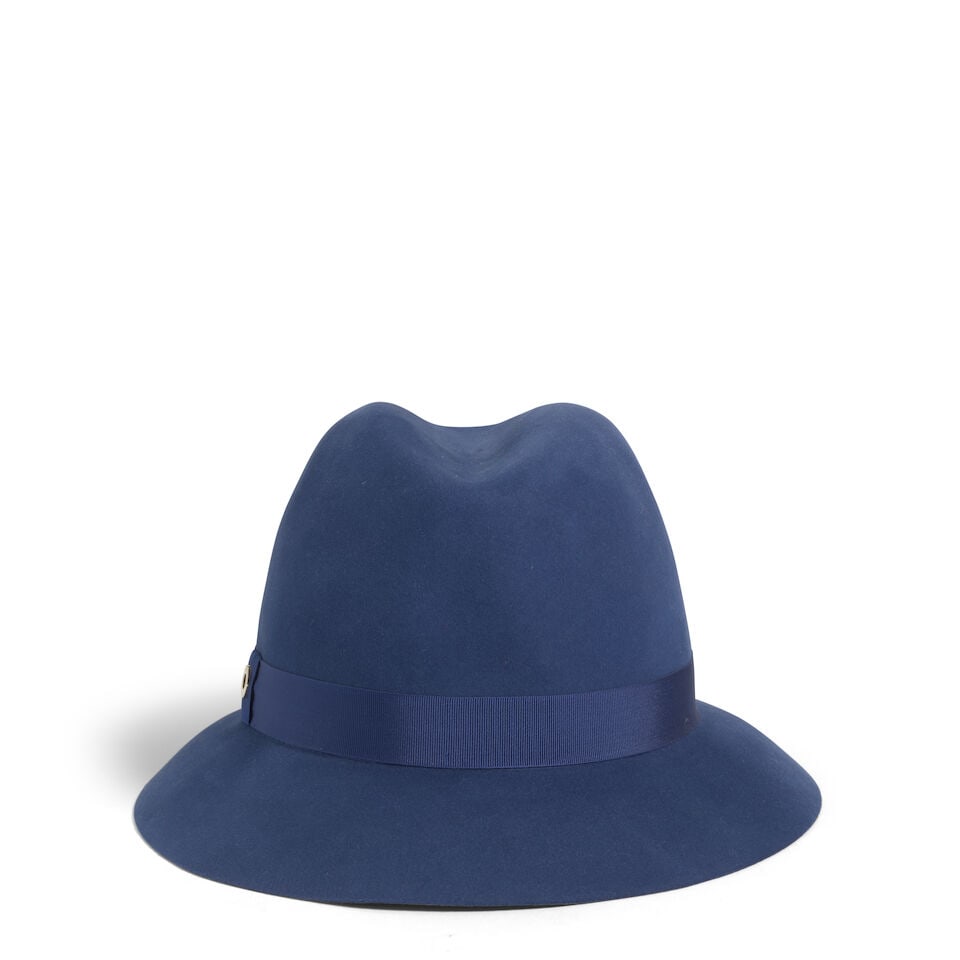 LORO PIANA: BLUE VELVET FELT CHAPEAU - 3