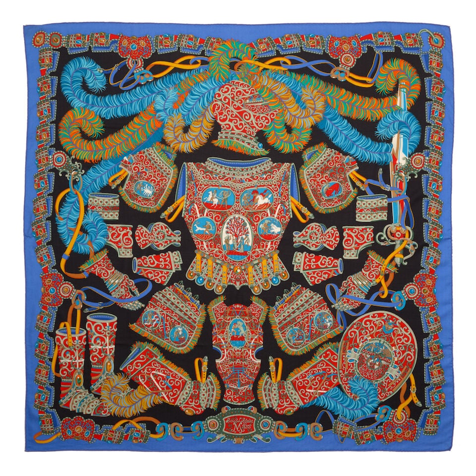 HERMÈS: SOUS L'EGIDE DE MARS CASHMERE SCARF 140cm (1 of 1)