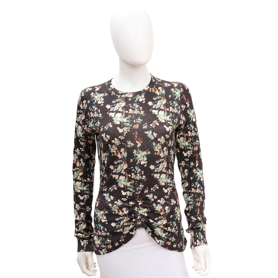 CHRISTIAN DIOR: MULTICOLOR FLORAL PRINT LONG SLEEVE TOP Cruise 2017 (1 of 1)
